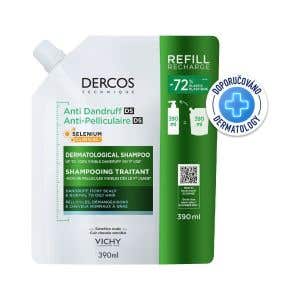 Vichy Dercos DS Selenium Clinical Dermokosmetický šampon proti lupům pro mastné vlasy – náhradní náplň 390 ml