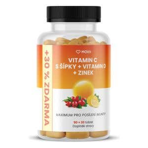 MOVit Energy Vitam&iacute;n C 1200 mg s &scaron;&iacute;pky + Vitamin D + Zinek Premium 90 + 30 tablet