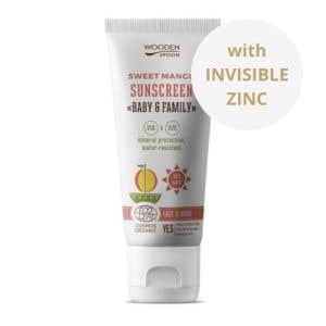 Wooden Spoon Opalovací tělové mléko Baby & Family Mango SPF 50 100 ml