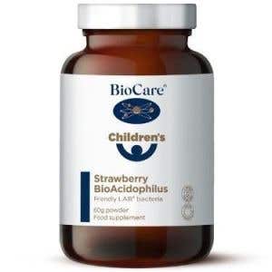 BioCare BioAcidophilus probiotika pro děti s jahodovou příchutí v prášku 60 g – Expirace 31/08/2026