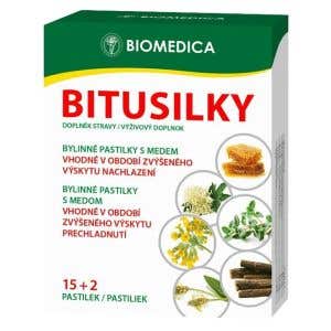 Biomedica Bitusilky Bylinné pastilky s medem 15+2 pastilek