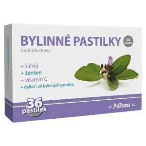 MedPharma Bylinné pastilky bez cukru se šalvějí a ženšenem 36 pastilek
