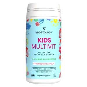 Vegetology Kids Multivit – Multivitamíny a minerály pro děti s jahodovo-vanilkovou příchutí 60 tablet