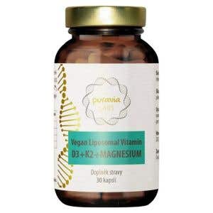 Puravia Labs Lipozomálny vitamín D3 + K2 + Magnézium Vegan 30 kapsúl