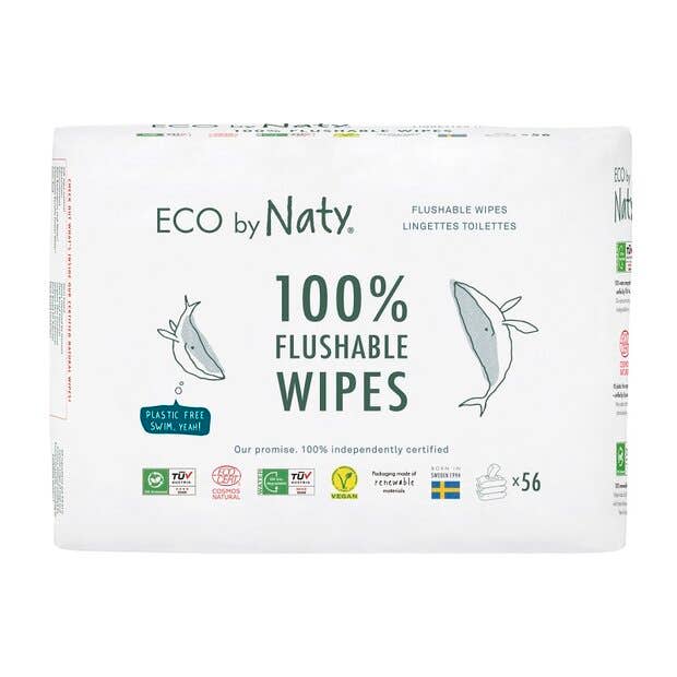 Eco by Naty Vlhčené ubrousky splachovatelné bez vůně 3 x 56 ks