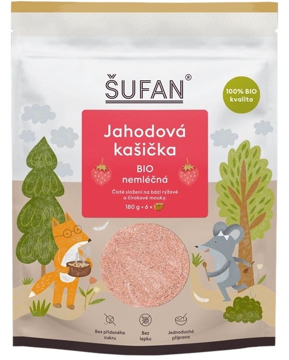 Šufan Jahodová kašička nemléčná BIO 180 g