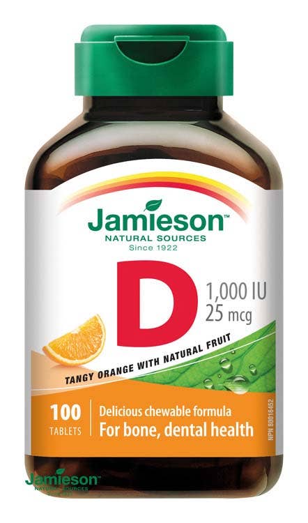 Jamieson Vitamín D3 1000 IU pomeranč cucací 100 tablet