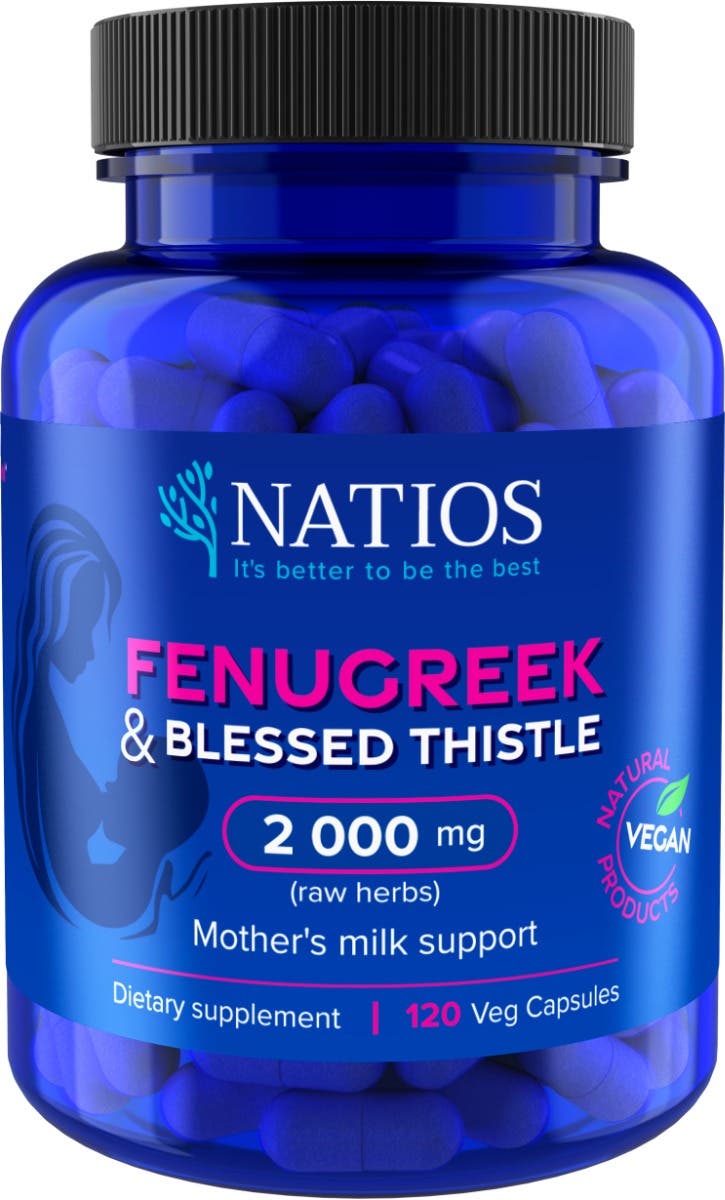 Natios Fenugreek & Blessed Thistle Extract - Pískavice & Benedikt 2000 mg 120 veganských kapslí