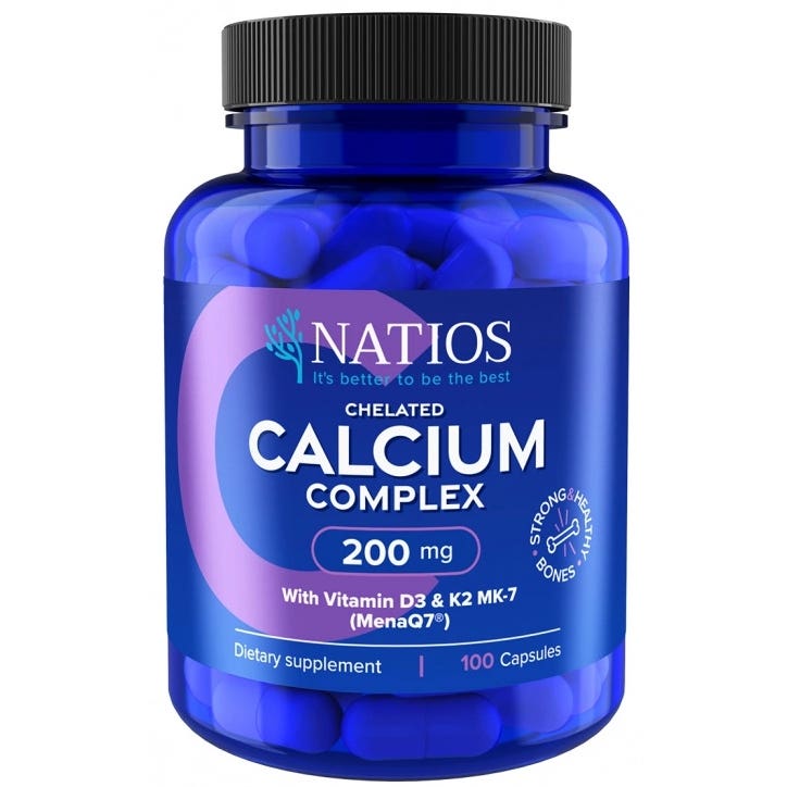 Natios Chelated Calcium Complex - Vápník s vitamíny D3 a K2 MK-7 100 kapslí
