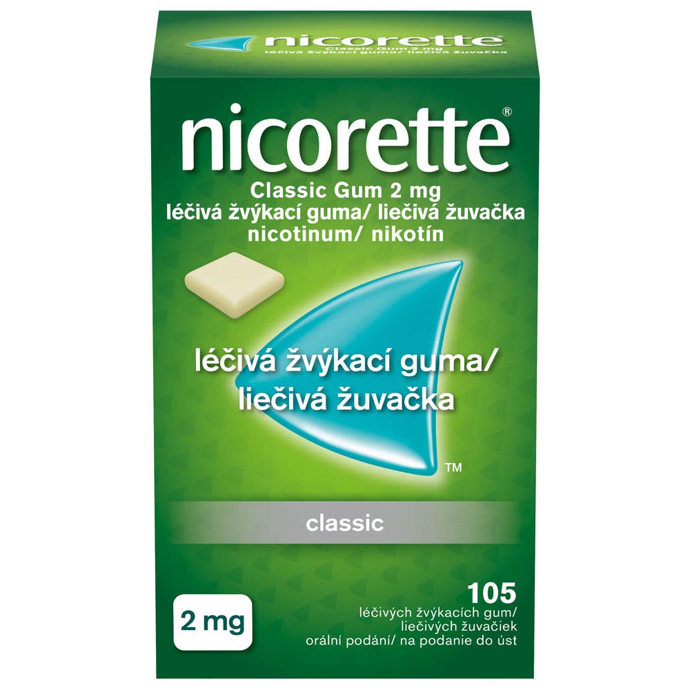 Nicorette Classic gum 2mg léčivá žvýkací guma 105 žvýkaček