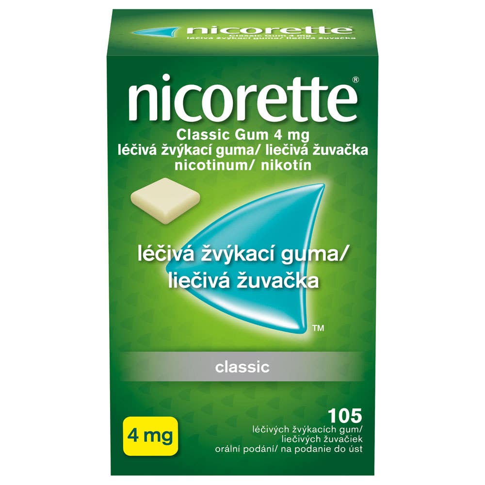 Nicorette Classic gum 4mg léčivá žvýkací guma 105 žvýkaček