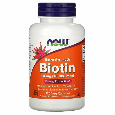 Now® Foods NOW Biotin, 10 mg Extra Strength, 120 rostlinných kapslí Obrázek