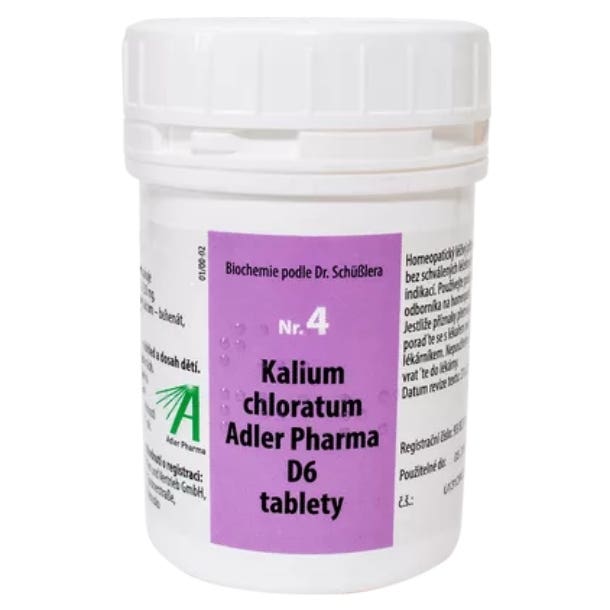 Adler Pharma Schüsslerovy soli – Nr.4 Kalium chloratum D6 1000 tablet
