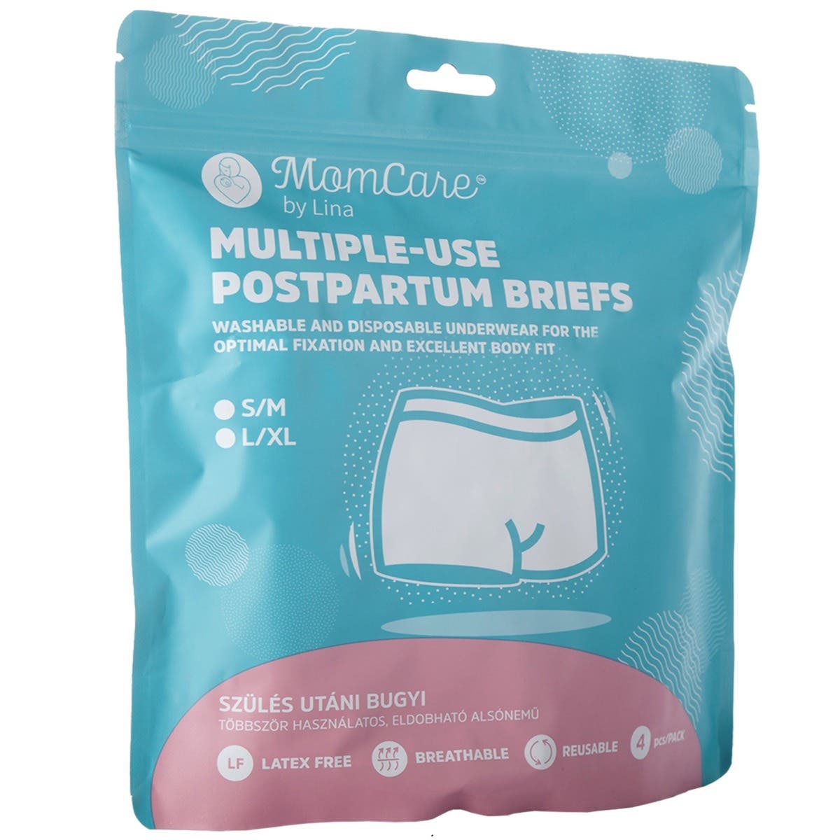 MomCare by Lina Poporodní kalhotky pro více použití - velikost S-M 4 ks