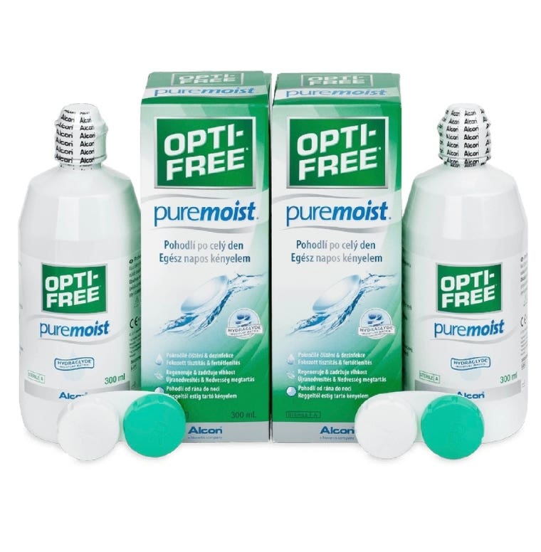 Alcon Opti-Free PureMoist roztok na kontaktní čočky 2 x 300 ml s pouzdrem