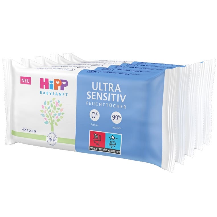HiPP Babysanft Čistící vlhčené ubrousky Ultra Sensitive bez parfému 4x52ks Obrázek