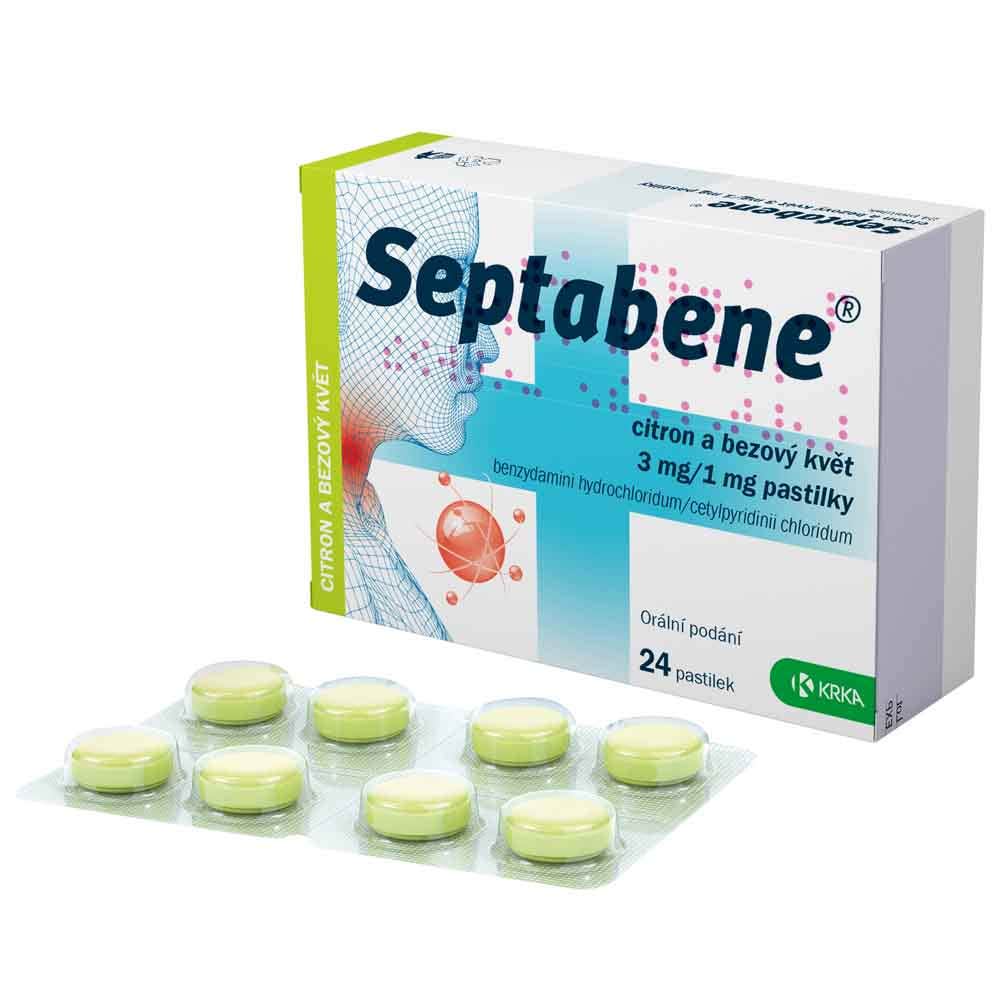 Septabene Citron a bezový květ 3mg/1mg 24 pastilek 