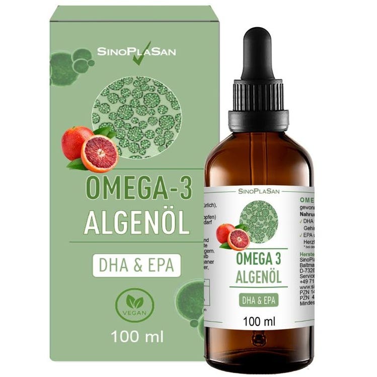 SinoPlaSan Omega 3 algae DHA + EPA olej 100 ml Obrázek