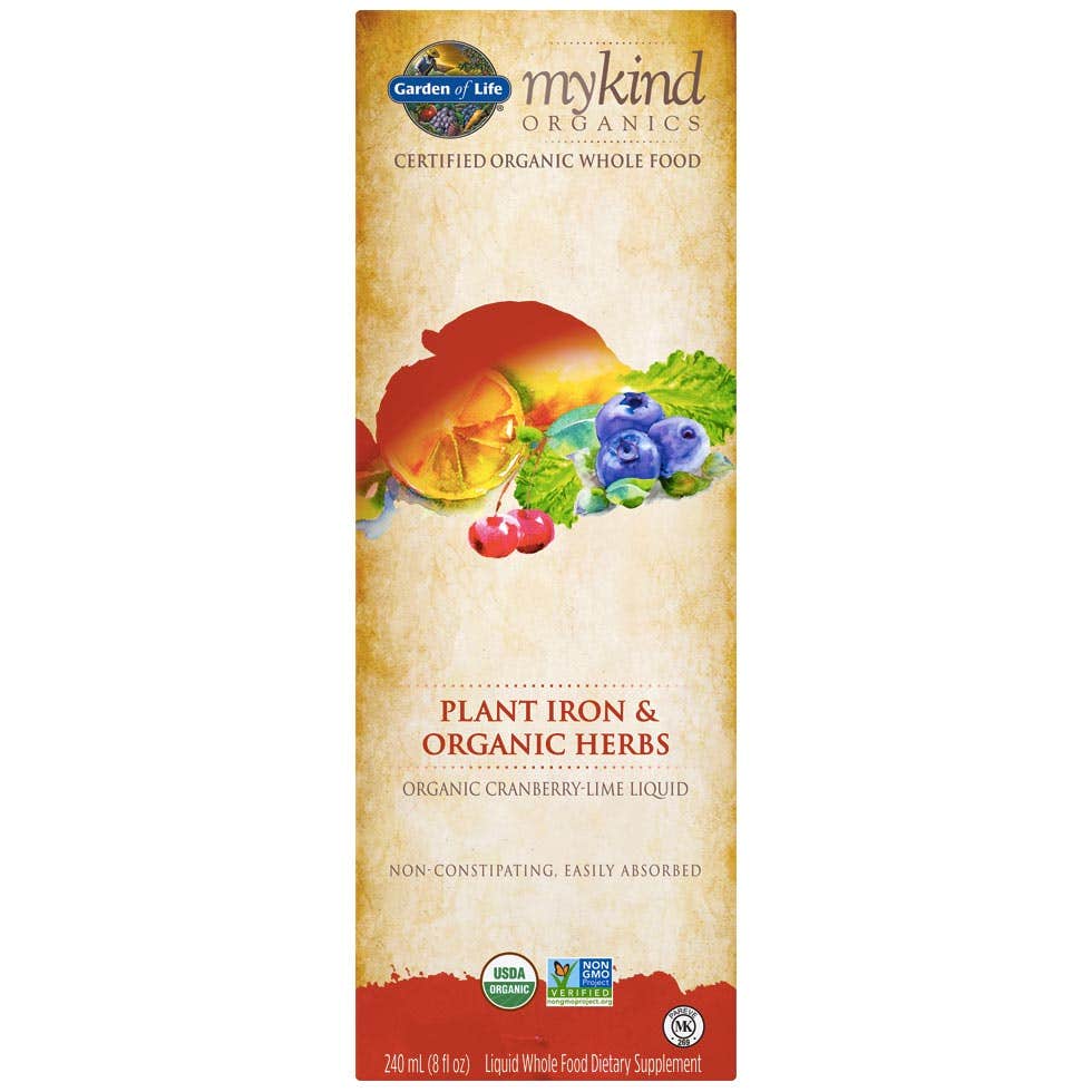 Garden of Life Rostlinné železo & organické bylinky (tekuté železo) vhodné pro děti 240 ml 