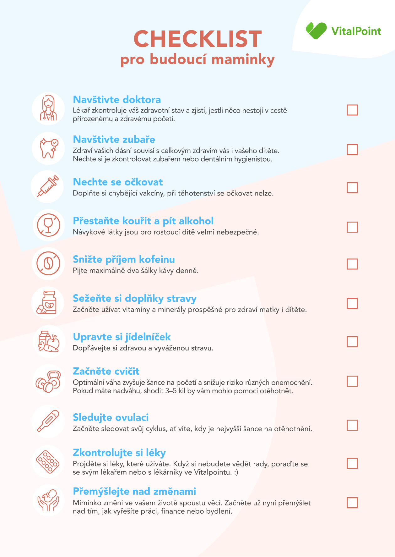 Infografika Checklist pro těhotné